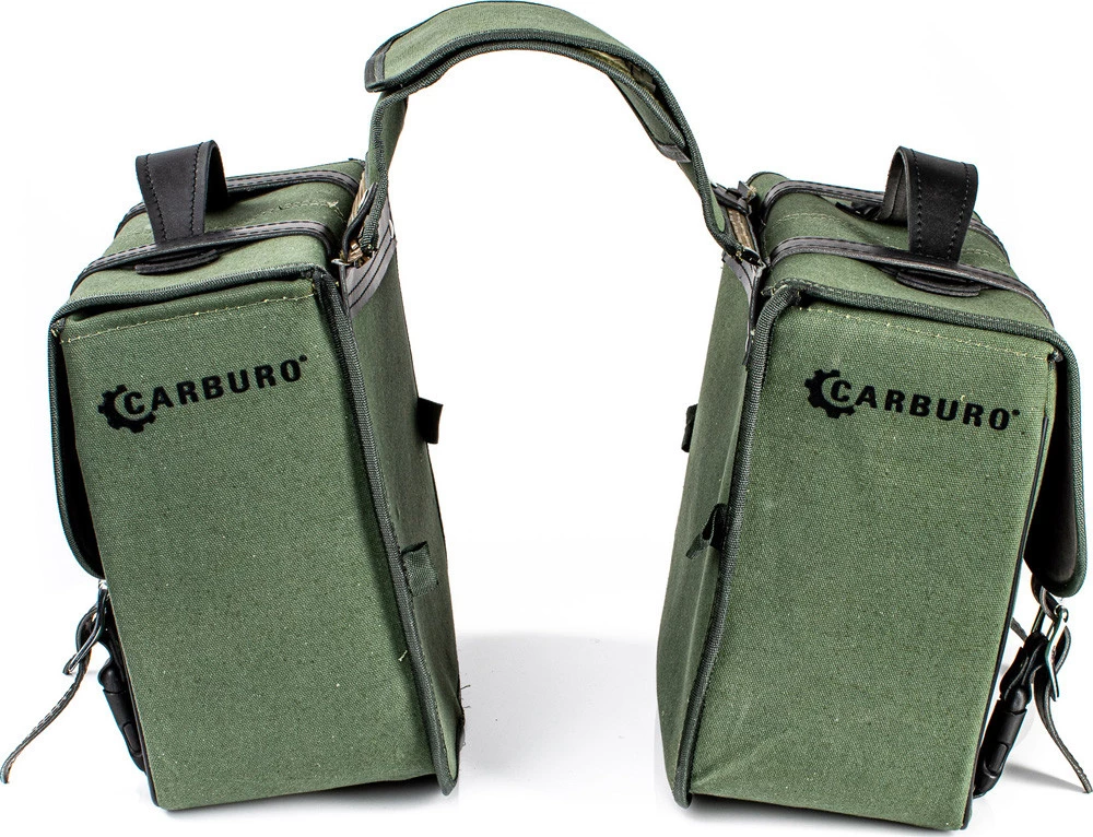 Coppia Borse Laterali Carburo Racer Canvas Verde Militare 2 Coppia Borse Laterali Carburo Racer Canvas Verde Militare - immagine 2