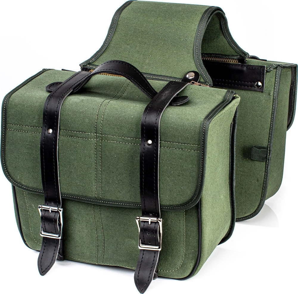 Coppia Borse Laterali Carburo Racer Canvas Verde Militare 4 Coppia Borse Laterali Carburo Racer Canvas Verde Militare - immagine 4