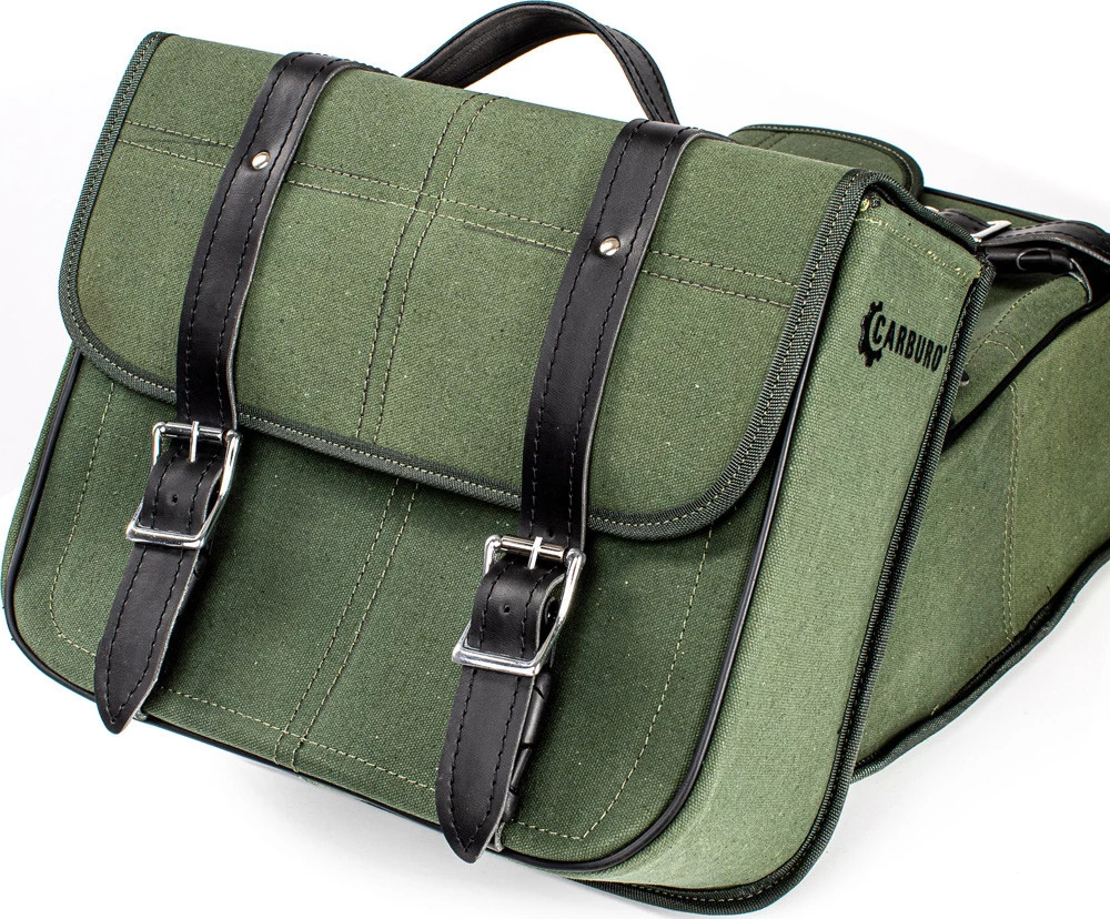 Coppia Borse Laterali Carburo Racer Canvas Verde Militare 7 Coppia Borse Laterali Carburo Racer Canvas Verde Militare - immagine 7