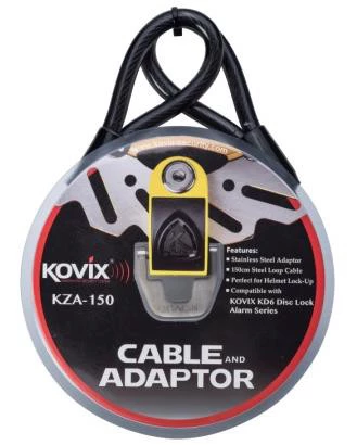 Cavo In Acciaio Kovix KSA-150 Da 1,5m Con Adattatore Per Bloccadischi KAL10 E KAL14 Kovix