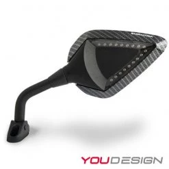 Coppia Specchi Retrovisori Omologati Barracuda D-VERSION RACE Con Frecce Integrate Inserto In Abs CARBON LOOK
