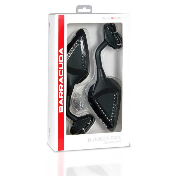 Coppia Specchi Retrovisori Omologati Barracuda D-VERSION RACE Con Frecce Integrate Inserto In Abs CARBON LOOK - immagine 2