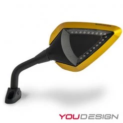 Coppia Specchi Retrovisori Omologati Barracuda D-VERSION RACE Con Frecce Integrate Inserto In Abs ORO