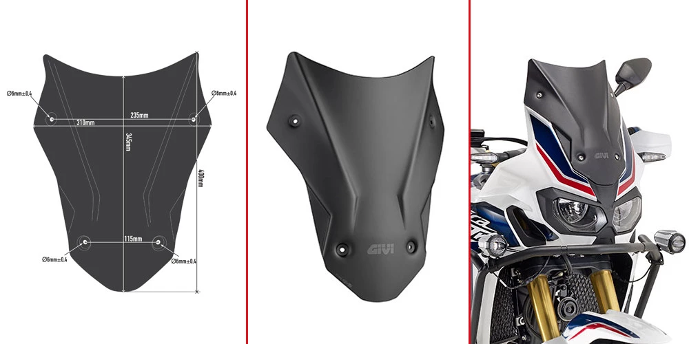 Cupolino Nero Opaco Givi D1144BO Specifico Per HONDA CRF1000L Africa Twin