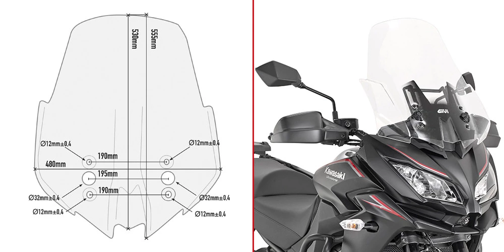 Givi D4120ST Cupolino Trasparente 53 X 48 Cm Per Kawasaki - immagine 3