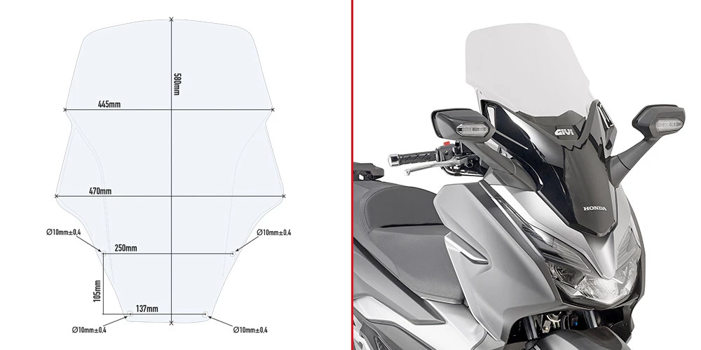 Parabrezza Trasparente Givi D1166ST Specifico Per HONDA FORZA 125 - 300 19